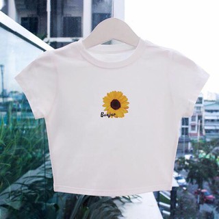 Áo Croptop nữ hoa cúc vàng