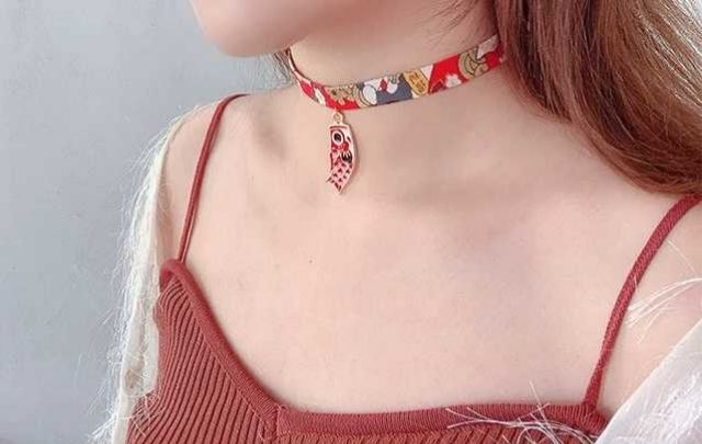 Vòng đeo cổ Choker họa tiết cực lạ phong cách Nhật Bản Harajuku