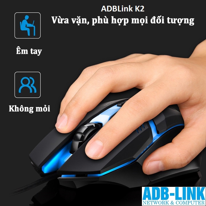 Chuột Quang Máy Tính Chơi Game ADB Link Có Dây Model K2 Led Đổi Màu