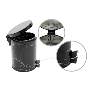 Thùng Rác Inox Tròn Đạp Chân Vân Đá Megahome 5L