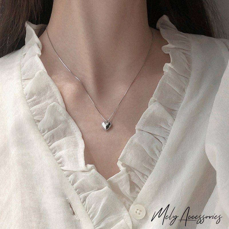 Vòng cổ dây chuyền hình trái tim bạc sợi mảnh tinh tế dành cho nữ - Mely B43