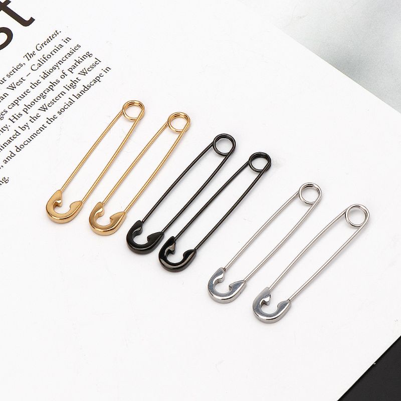 Bông Tai Dài Hình Ghim Cài Bằng Thép Không Gỉ Thời Trang DIY