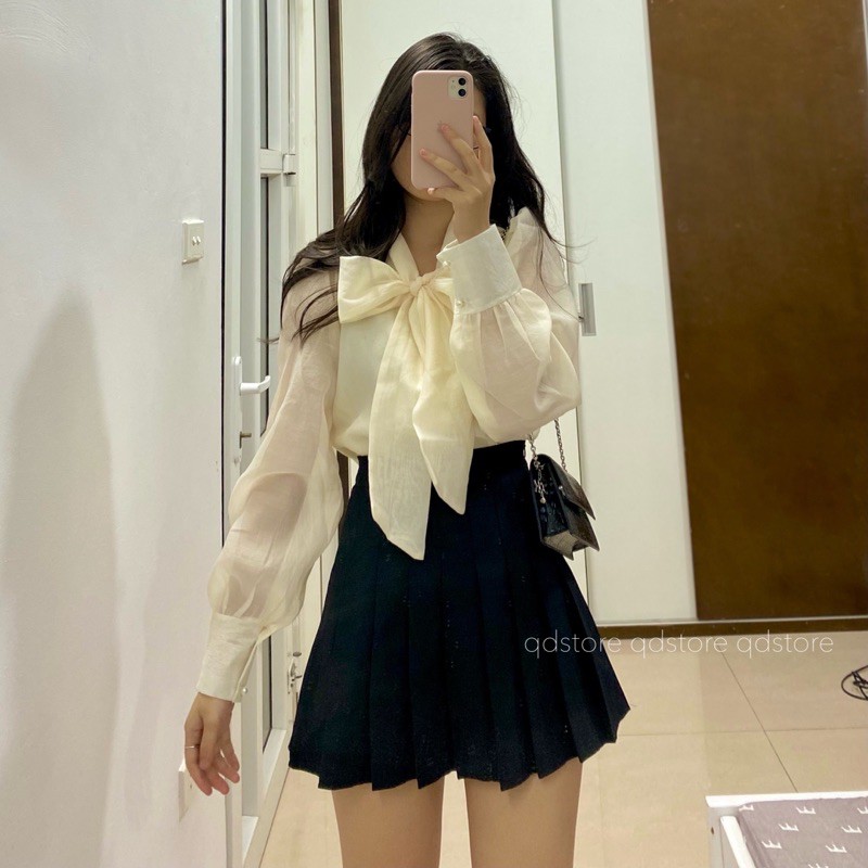 sơ mi cổ nơ - ảnh thật shop chụp