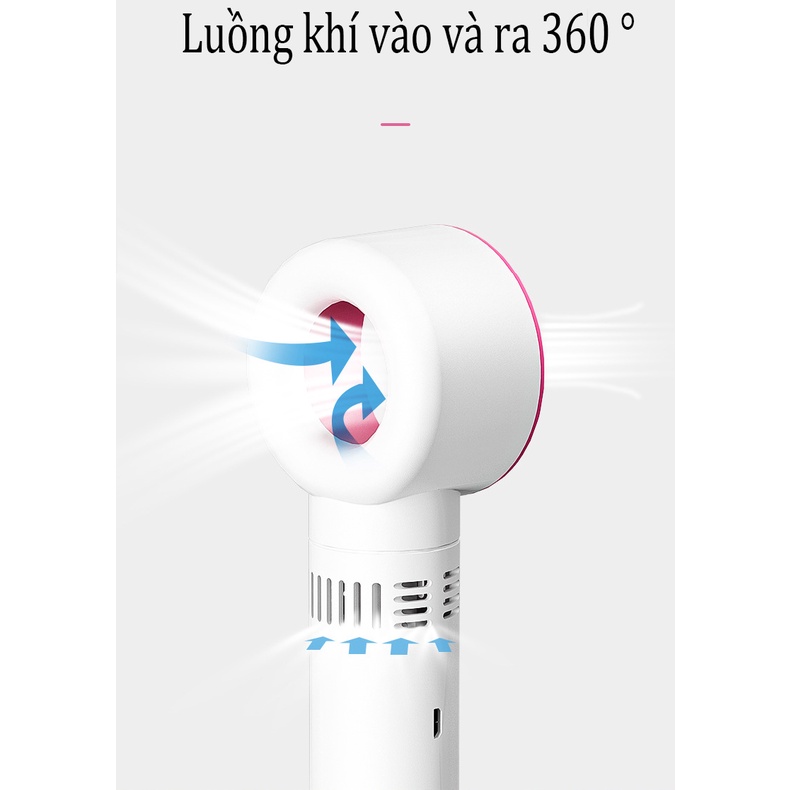 Quạt mini cầm tay có cổng sạc USB Quạt mini không cánh có 3 tốc độ không khí có thể điều chỉnh cầm tay có thể tháo rời