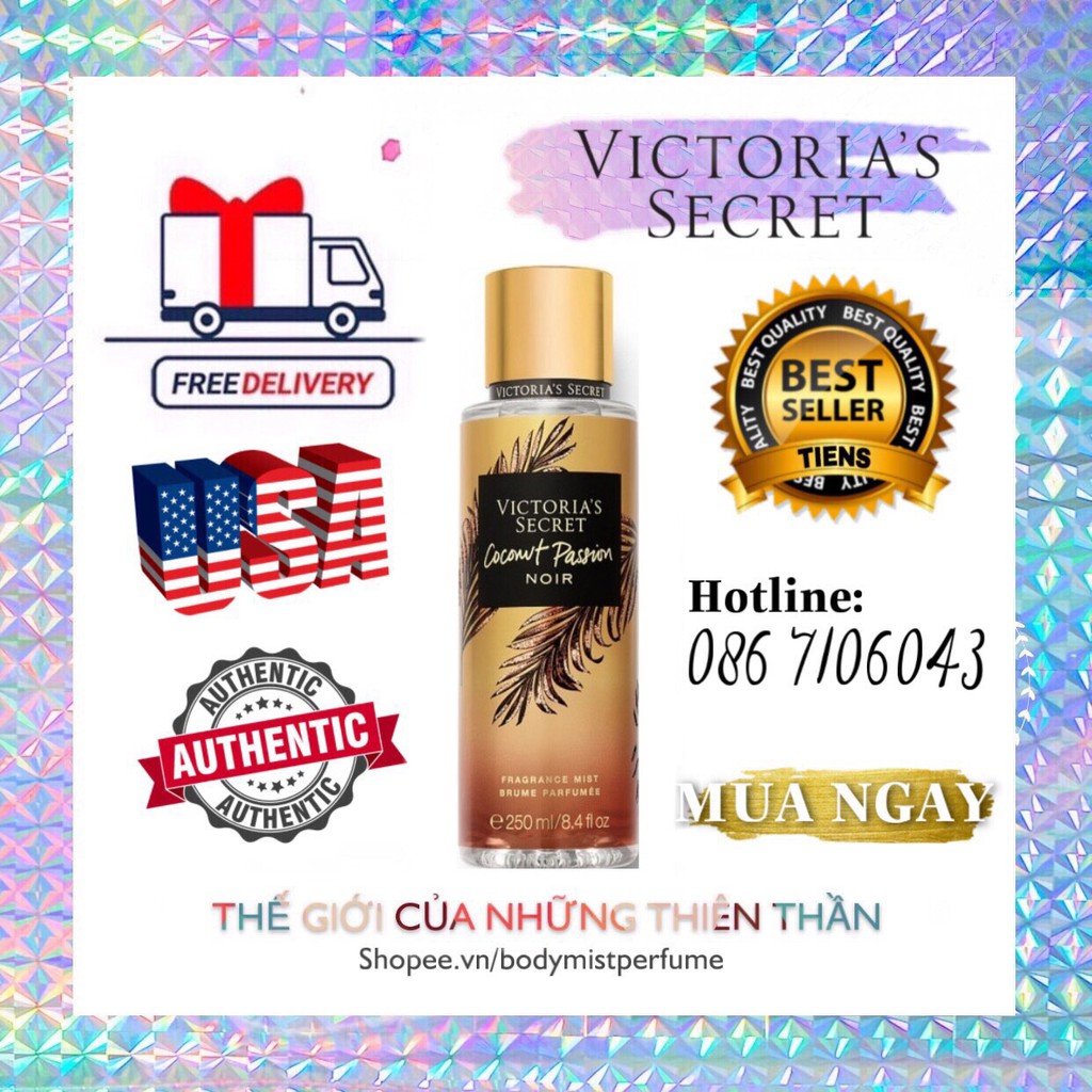 𝗕𝗢𝗗𝗬𝗠𝗜𝗦𝗧𝗣𝗘𝗥𝗙𝗨𝗠𝗘⚜️Xịt Thơm Body Victoria’s Secret Coconut Passion Noir 250ml