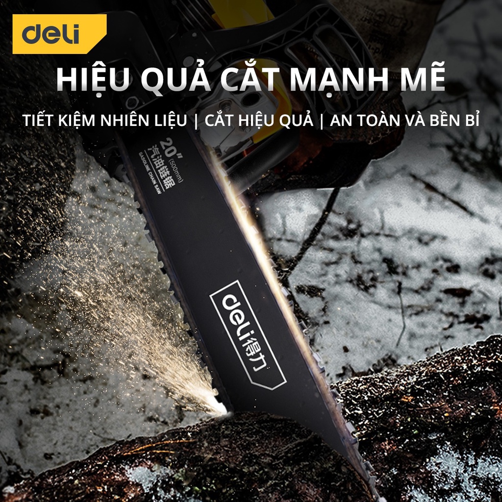 Máy Cưa Xích Deli Chính Hãng Chất Lượng Cao - Công Suất 2000W, Lưỡi Cưa 20inch Sắc Bén - Sử Dụng An Toàn - DL585020