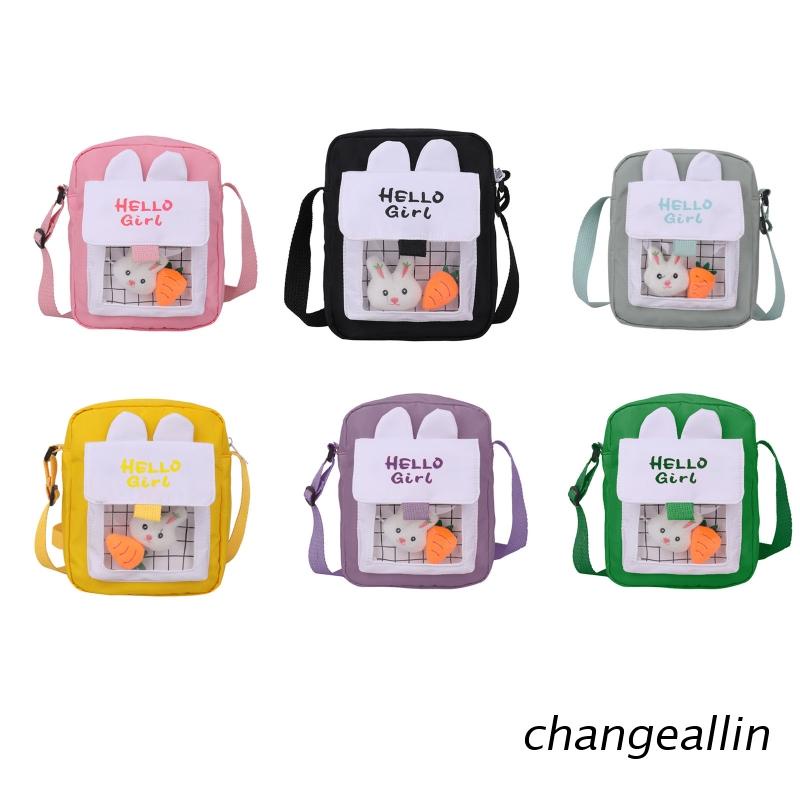 Túi Đeo Chéo Vai Vải Canvas Có Khóa Kéo Hình Búp Bê Dễ Thương Dành Cho Bé Gái Tuổi Teen