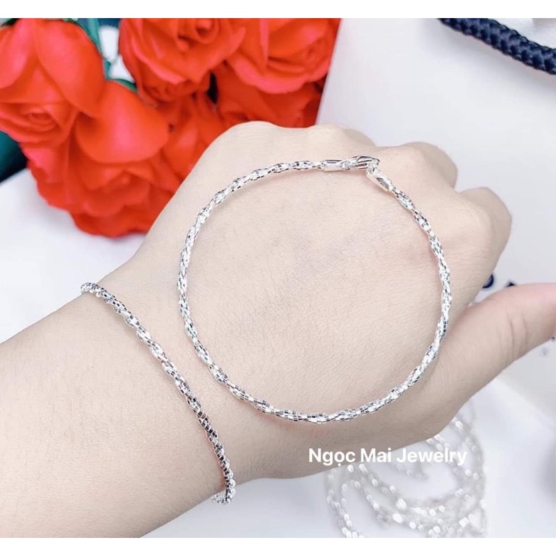 Vòng tay sợi xoắn bện bạc ta siêu sang đẹp rẻ - Ngọc Mai Jewelry