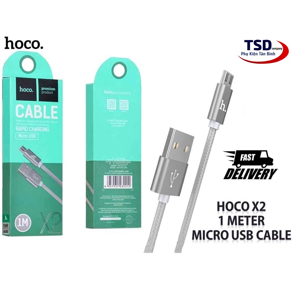 Cáp Micro USB Hoco X2 - Sạc Nhanh SS Sony Android - Cáp Sạc Hoco X2 Chính Hãng