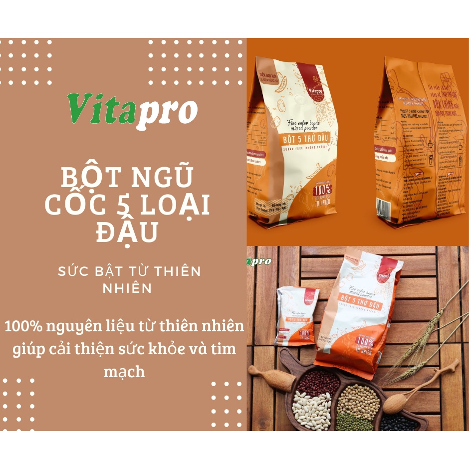 Bột ngũ cốc 5 thứ đậu Vitapro hỗ trợ giảm cân phù hợp với mọi lứa tuổi (không đường)