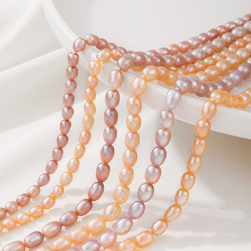 Bộ 5 Hạt Ngọc Trai Tự Nhiên Hình Cơm Nắm Dùng Làm Vòng Tay / Dây Chuyền diy