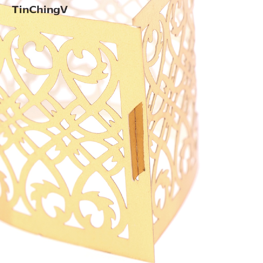 Set 50 Vòng Khóa Khăn Ăn Bằng Giấy Cắt Laser Thiết Kế Ren Dành Cho Tiệc Tùng