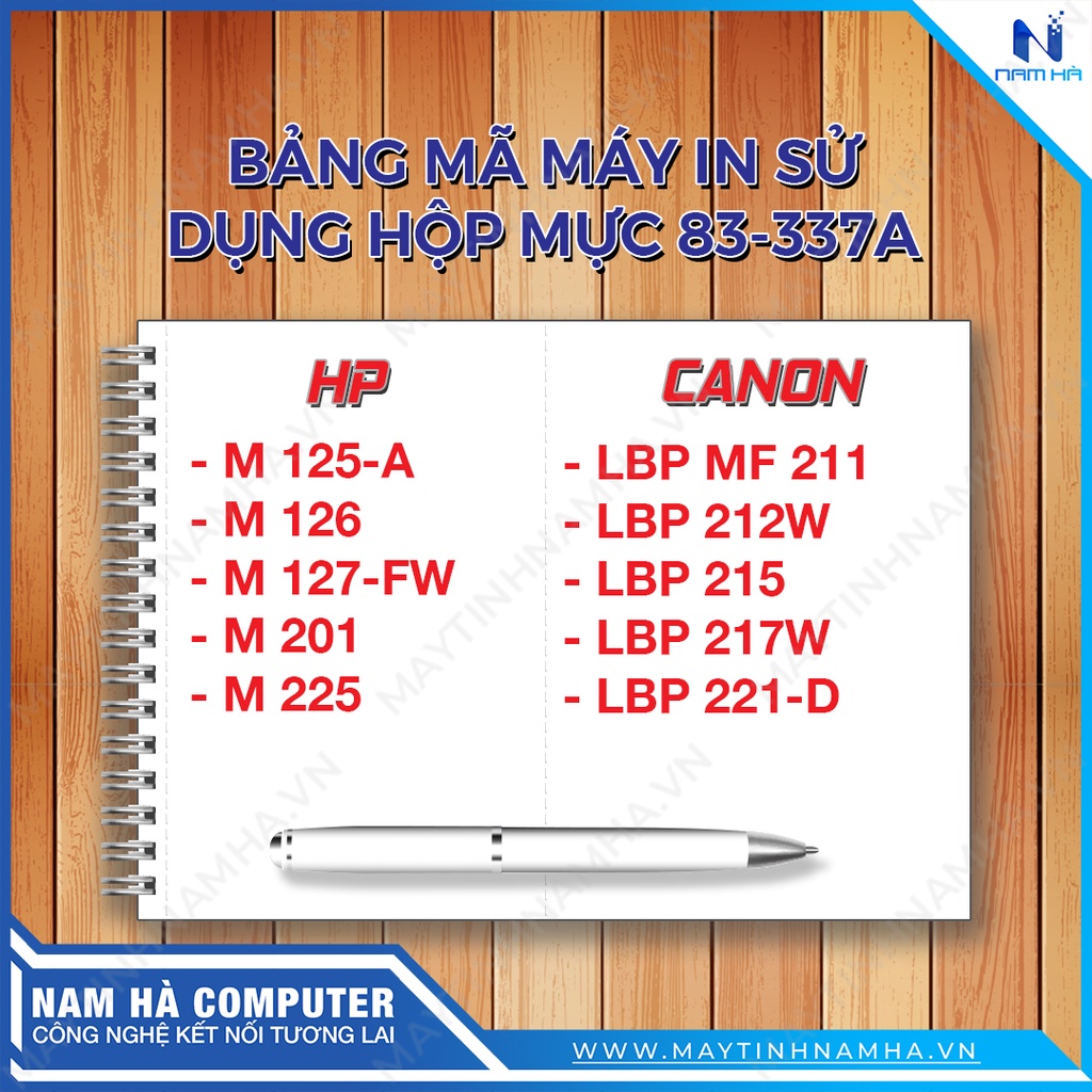 Hộp mực máy in 83A và 337A CÓ LỖ ĐỔ MỰC VÀ XẢ MỰC THẢI Dùng cho HP LaserJet Pro M125/ 125FW/ 125A/ M126 bản in nét đẹp