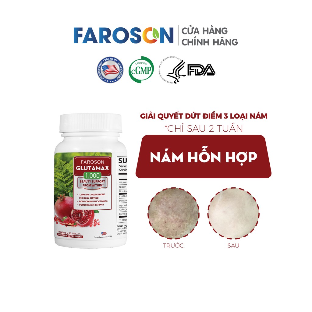 Glutathione trắng da mờ nám chống nắng Glutamax 1000 hộp 30 viên | BigBuy360 - bigbuy360.vn