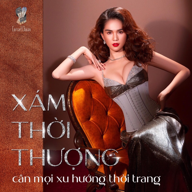 Đai Nịt Bụng Latex Corset Chuẩn Chính Hãng Màu Xám - Tặng kèm Áo Liner