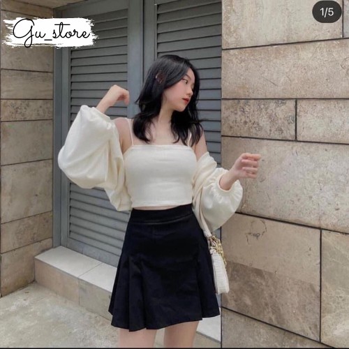 Áo Croptop Tay Dài kèm áo hai dây bên trong phong cách Ulzzang  Tay Ngắn dáng ôm body, Croptop Nữ Tay Dài mã136