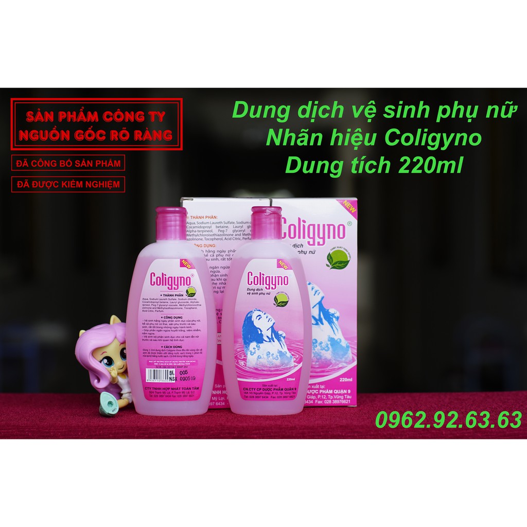 Dung dịch vệ sinh phụ nữ Coligyno dung tích 220ml (hàng công ty đã được kiểm nghiệm an toàn)