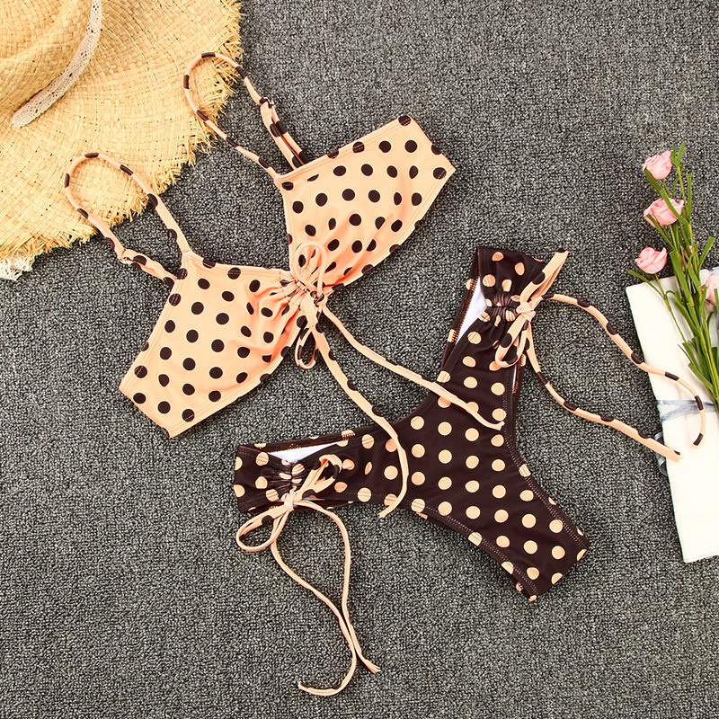 Bộ Đồ Bơi Bikini Hai Dây Có Đệm Ngực In Họa Tiết Trái Cam MK04