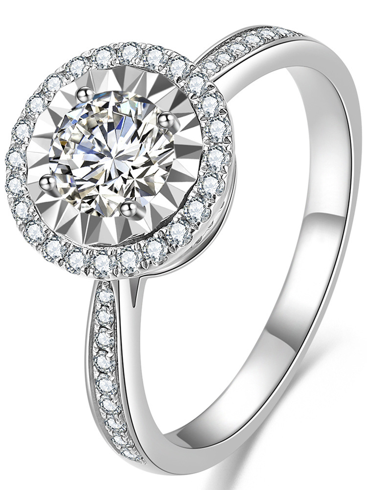 Nhẫn mặt tròn đính đá Pt950 thời trang cho nữ