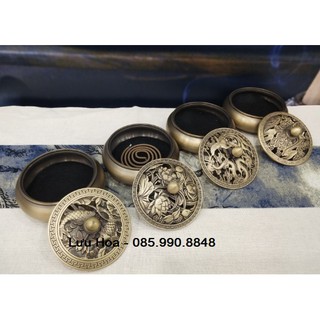 . Lư xông trầm, đốt trầm, nhang bằng ĐỒNG NGUYÊN KHỐI cao cấp có khay đốt trầm bằng bông chống cháy siêu đẹp