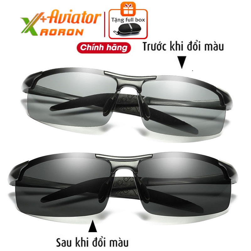 Kính mát nam Mắt đổi màu đi ngày và đêm cao cấp Aoron 8177 tròng Polarized phân cực chống tia UV