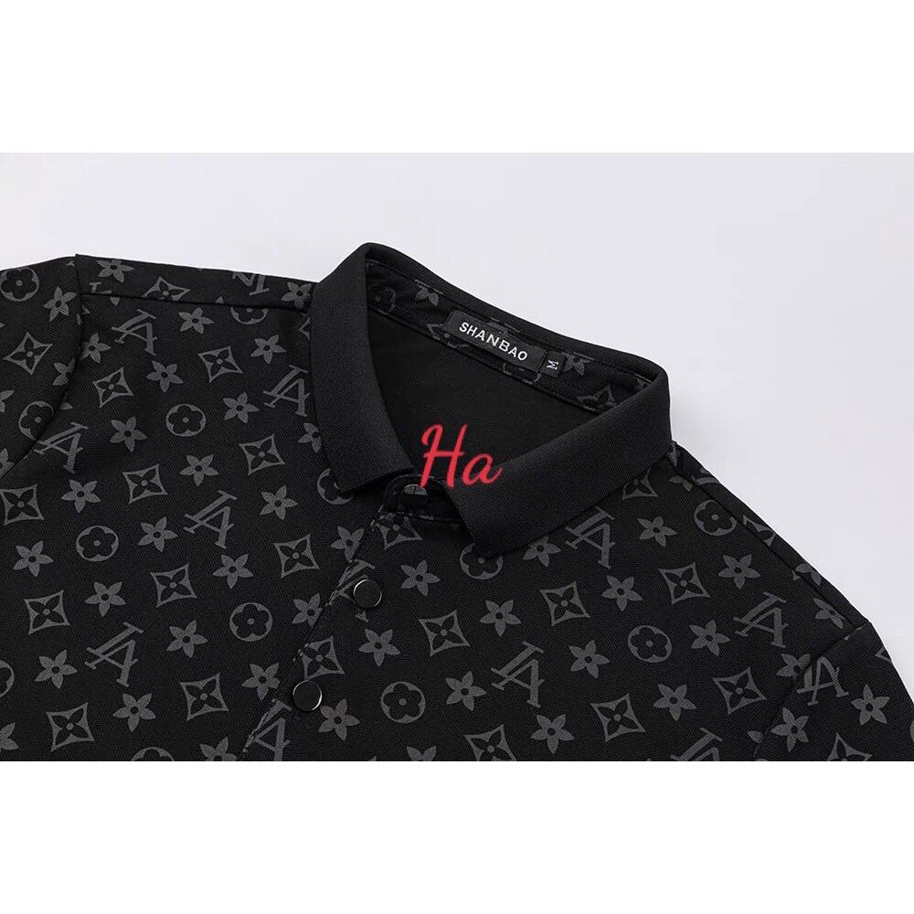 Áo polo cổ bẻ LV in kín - Form rộng to nam nữ HARIQUEEN