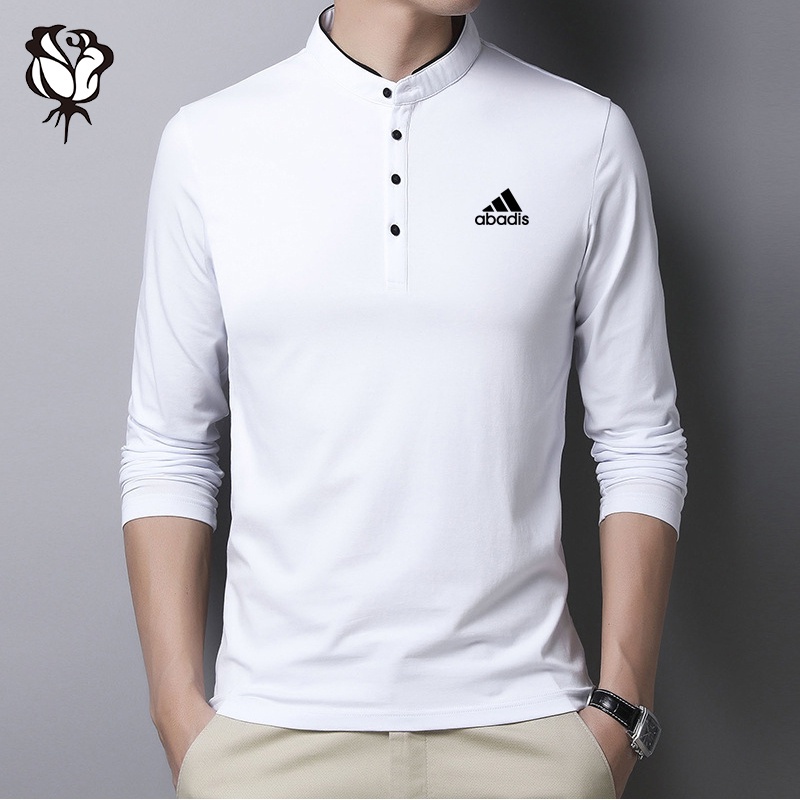 Áo Thun Polo Thời Trang Mới Nam Cổ Áo Bóng Chày Cotton Dài Tay Áo Thun Thể Thao Giản Dị Hàng Đầu