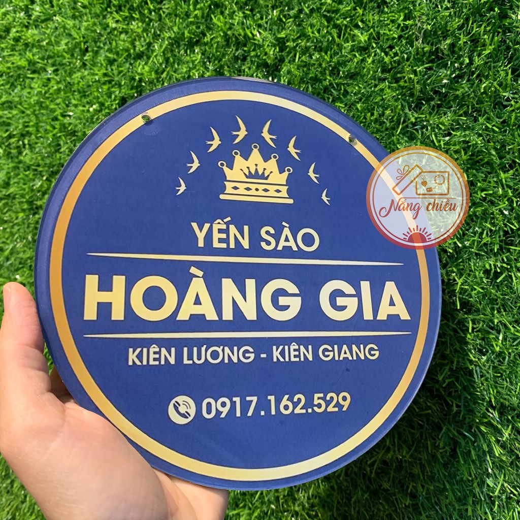 Bảng hiệu mica khung tròn dùng để chụp ảnh sản phẩm - Free thiết kế theo yêu cầu