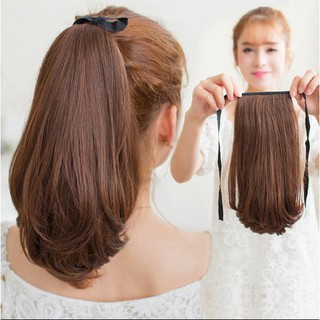 [Giống Thật 99%] Tóc Giả Buộc Dây Cột Đuôi Uốn Cúp C Ngắn 30cm Loại Dày Dặn !