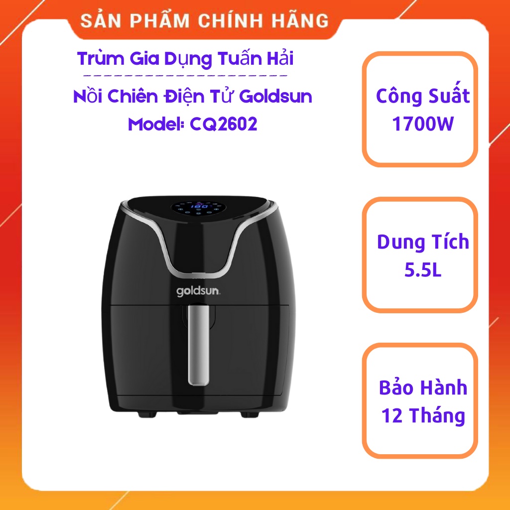 Nồi Chiên Không Dầu Điện Tử GOLDSUN CQ2602, Tự Động Ngắt Khi Quá Tải Nhiệt, An Toàn Khi Sử Dụng