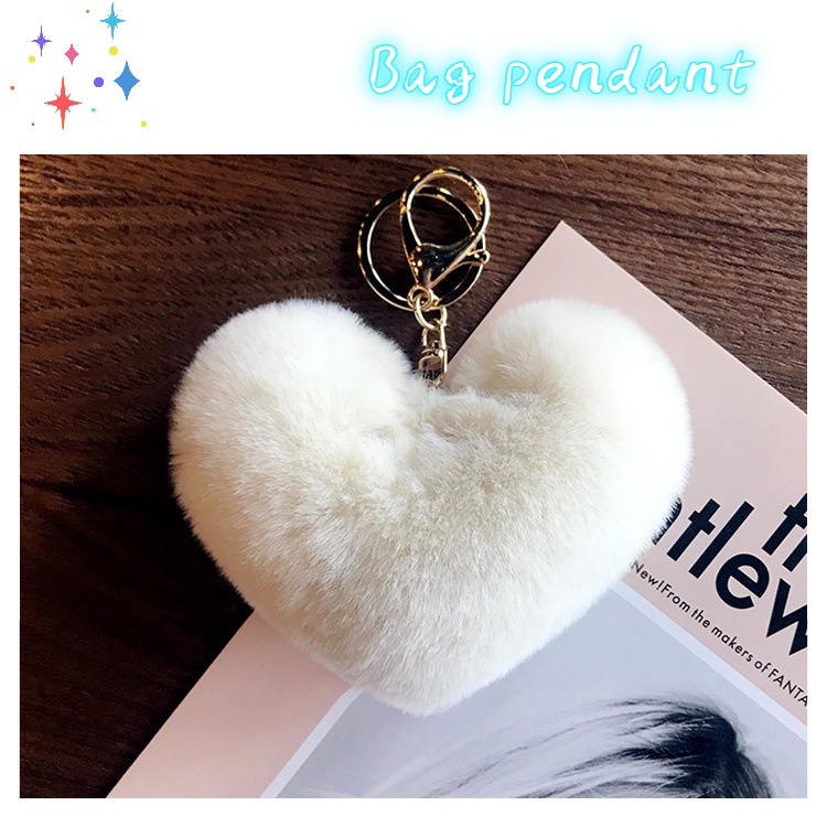 Móc Khóa Túi Xách Hình Trái Tim Bằng Lông Nhung Dễ Thương Xinh Xắn