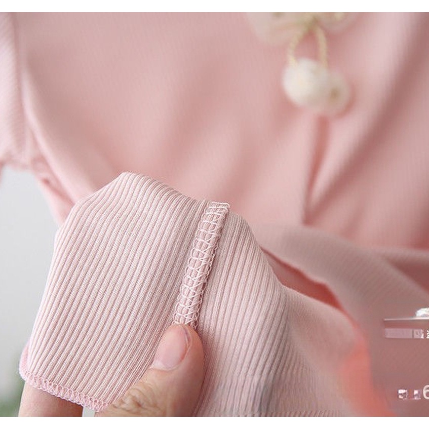 Áo Thun Công Chúa Mùa Hè Màu Trơn Thời Trang Hàn Quốc Cho Bé Gái 1-7 Tuổi