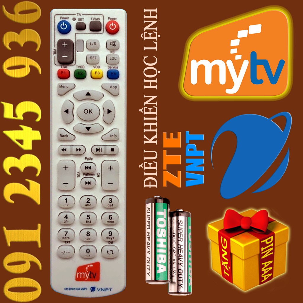 Điều khiển MyTV dòng ZTE có ''Học Lệnh'' cho đầu kỹ thuật số TvBox VNPT. (Mẫu số 2)