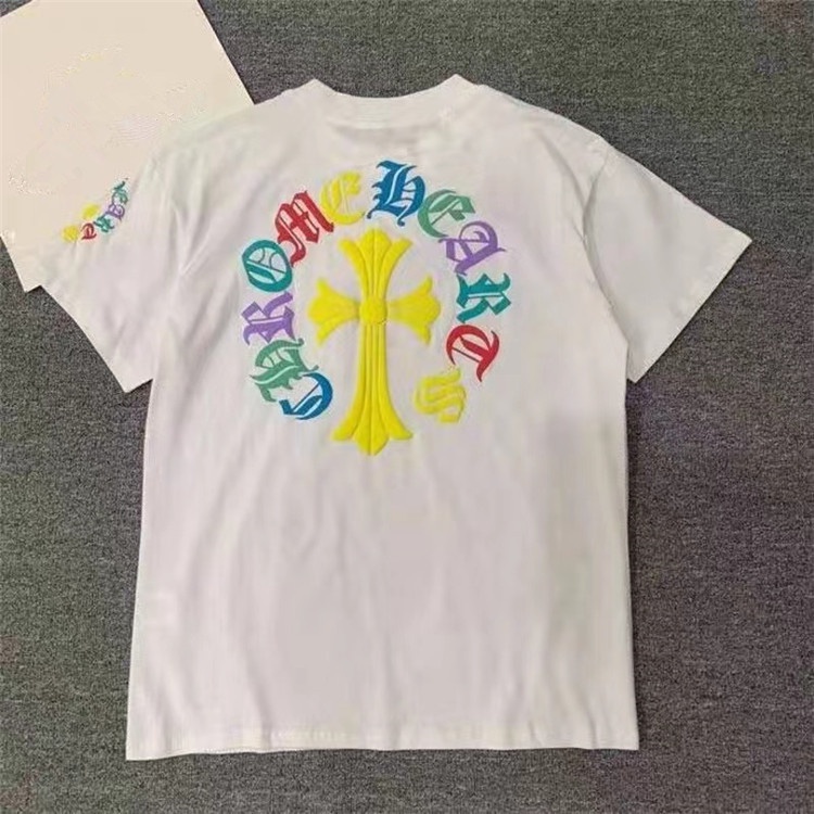 Áo Thun Tay Ngắn Cổ Tròn In Chữ Chrome Hearts Màu Sắc Thời Trang Thường Ngày Cho Nam Và Nữ