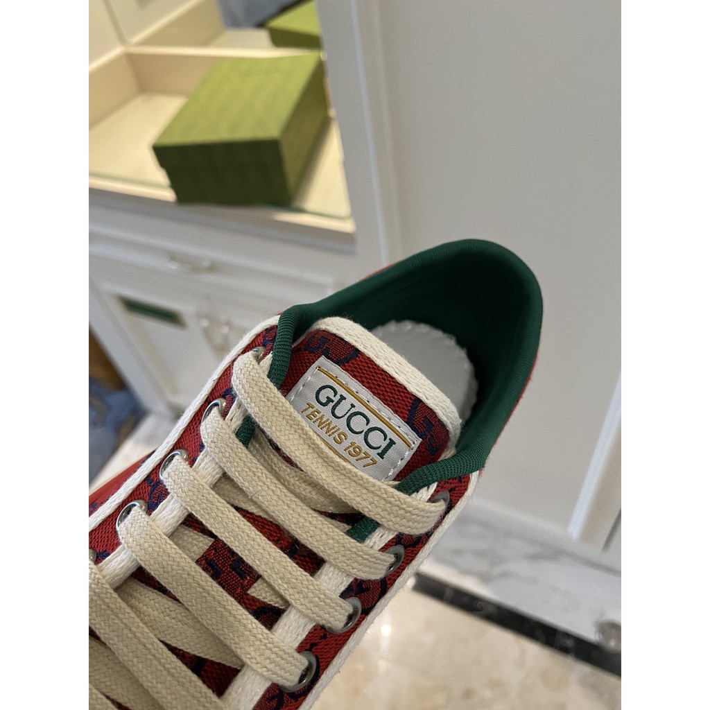 Giày sneakers nữ da thật GUCCI GG GC thiết kế họa tiết cổ điển mang phong cách retro