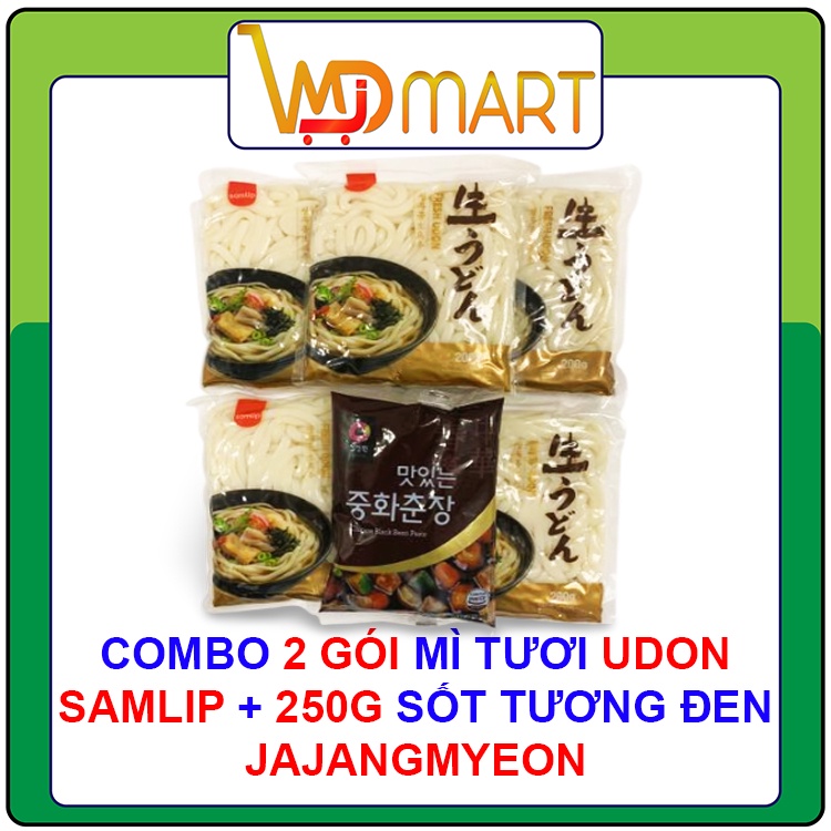 Combo 5 gói mì tươi udon samlip 200g/gói + 250g sốt tương đen jajangmyeon