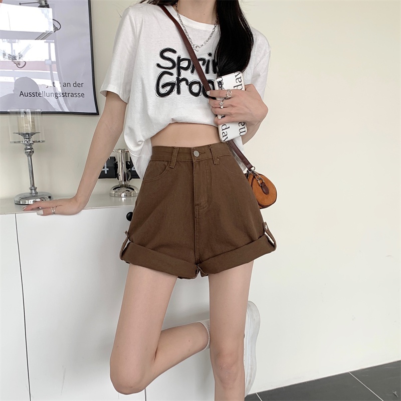 Quần ngắn denim SUXI lưng cao đơn giản dễ phối đồ thời trang dành cho nữ