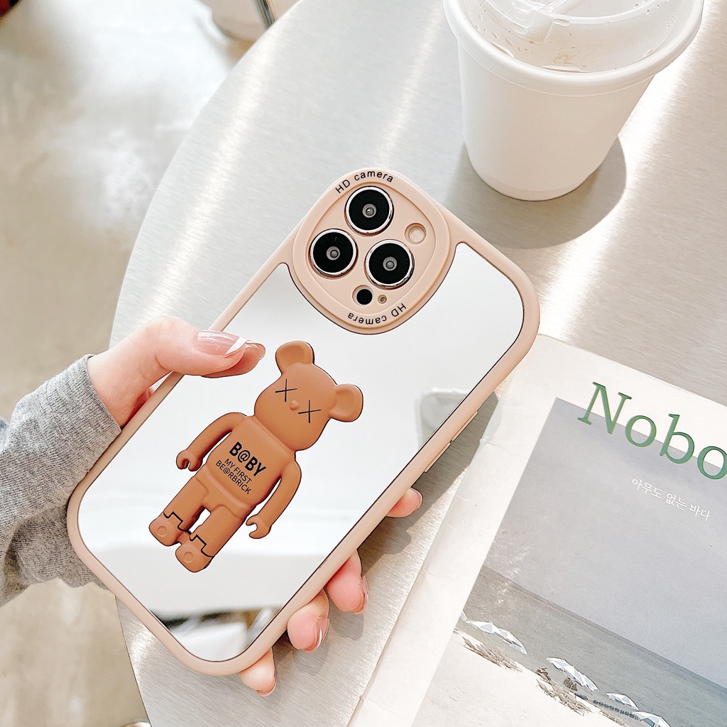 Ốp lưng iphone Bear gương 3D chống lưng cam tròn 6/6plus/6s/6splus/7/7plus/8/8plus/x/xs/11/12/13/14/pro/max/promax/plus