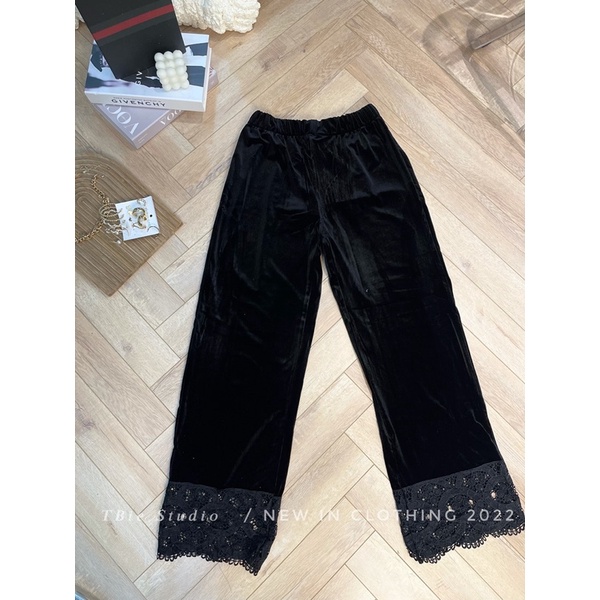 THUYBIESHOP | quần xuông nhung đáp ren