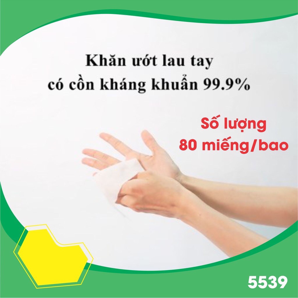 Khăn ướt có cồn kháng khuẩn thành phần dưỡng da - size lớn 80 tờ