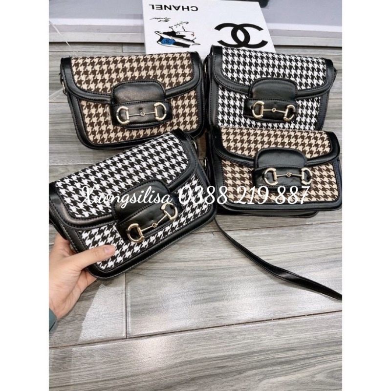 Túi Đeo Chéo Móc Nối Phối Kẻ Siêu Hot - Hàng siêu đẹp