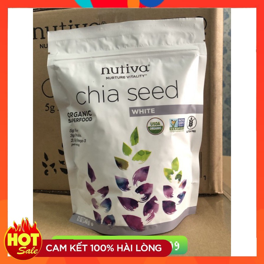 Hạt Chia Trắng Nhập Mỹ Nutiva Organic White Chia Seeds 343g 💝FREESHIP💝 Hat Chia Cao Cấp White Nutiva Seed USA HCM