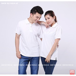 Áo thun nam nữ có cổ ( Cổ trụ Polo ) màu trắng trơn - Vải Cá sấu Poligan Thái PO02