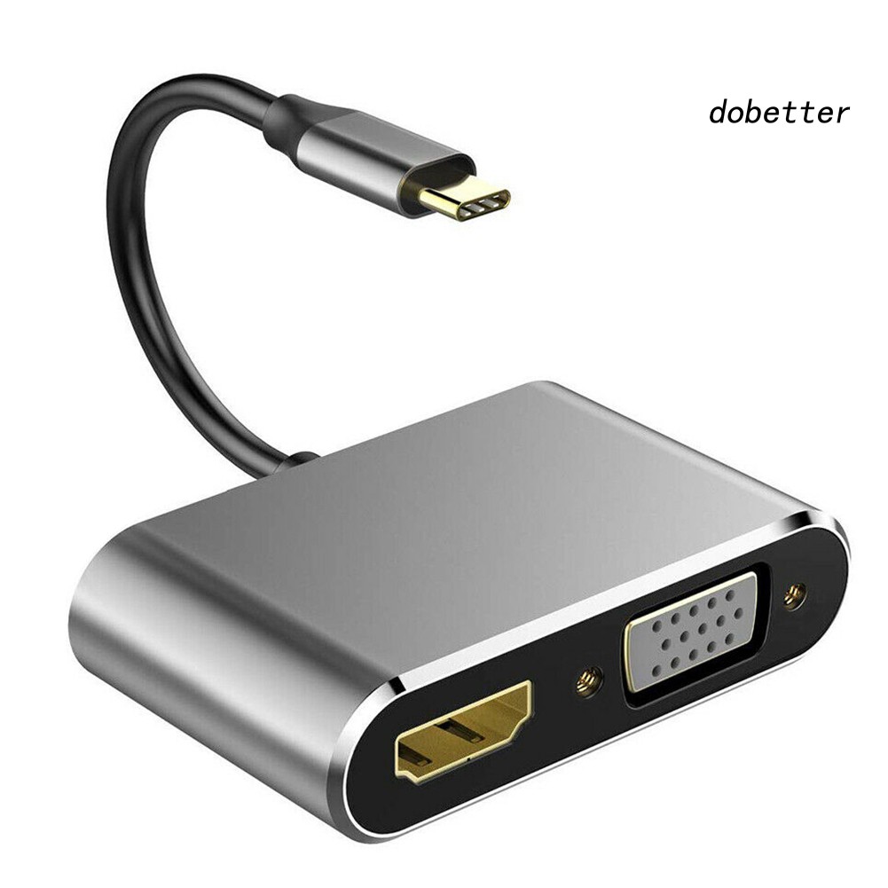 Bộ chuyển đổi USB Type-C sang HDMI VGA hỗ trợ đọc thẻ 4 trong 1 dành cho MacBook Pro