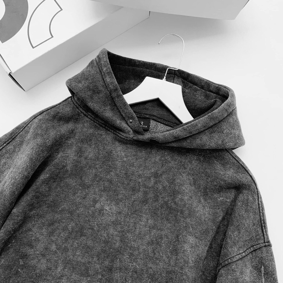 Áo hoodie unisex acid button đen khói Local brand - áo nỉ hoodie unisex form rộng trẻ trung