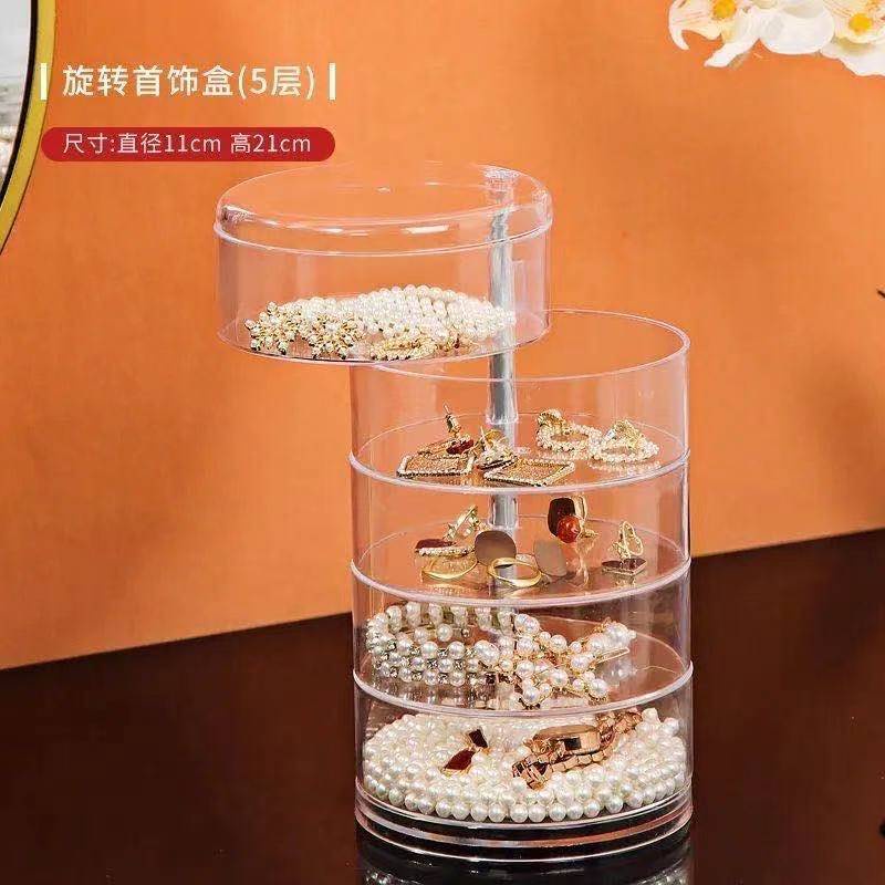 Hộp Đựng Trang Sức Khuyên Tai/Kẹp Tóc Nhiều Tầng Chống Oxy Hóa Có Thể Xoay Được Kiểu Dáng Tinh Tế