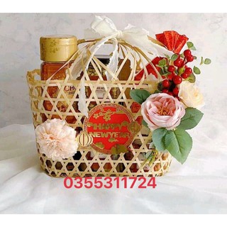 Giỏ tre đựng quà tết dạng cái làn