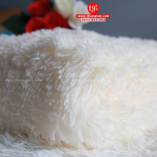 Thảm Lông Trải Sàn Phòng Khách Lông Xù Màu Trắng 100x160