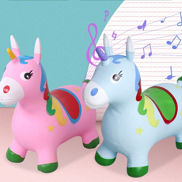 Thú nhún cao cấp cỡ đại cho trẻ - Ngựa nhún có nhạc