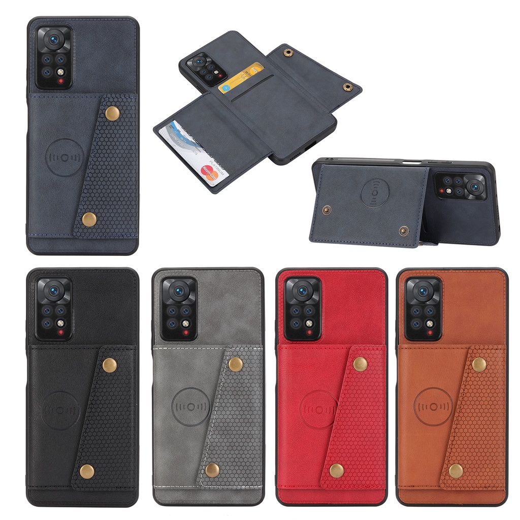 Vỏ Bao Da Điện Thoại Dạng Ví Nắp Lật Có Ngăn Đựng Thẻ Và Giá Đỡ Cho Xiaomi POCO C40 X4 NFC M4 F4 GT Redmi Note 11 Pro 11S 11T 5